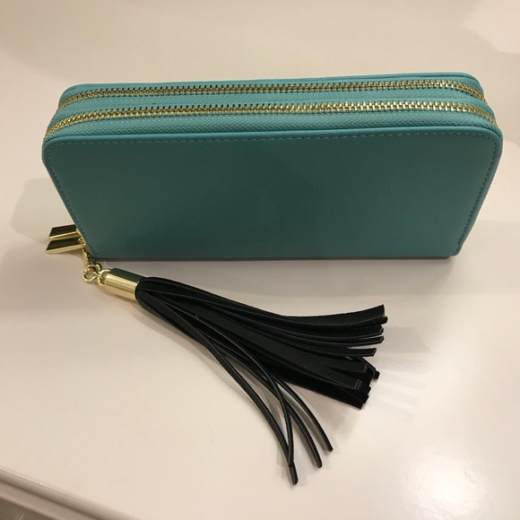Turquoise Black & Gold Wallet - Wristlet NWOT 8x4 - Picture 2 of 8